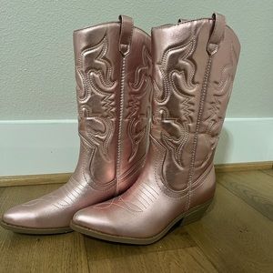 Metallic pink cowgirl boots